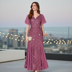 Women’s Long Evening Gown with Heart-Shaped Neckline
